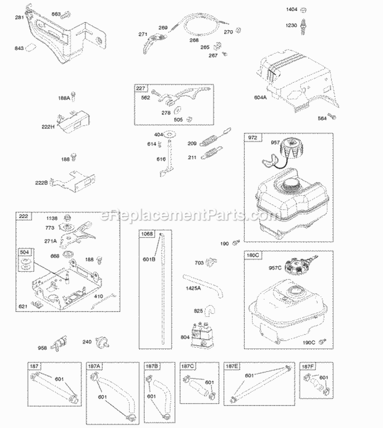 Controls Governor Spring Diagram and Parts List for 21T202-0122-G1  Briggs and Stratton Engine